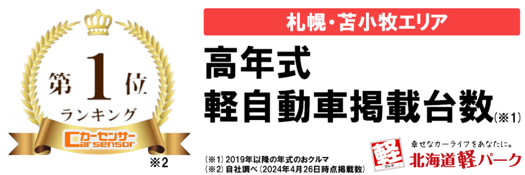 カーセンサー東北・北海道エリア軽自動車掲載1位バナー